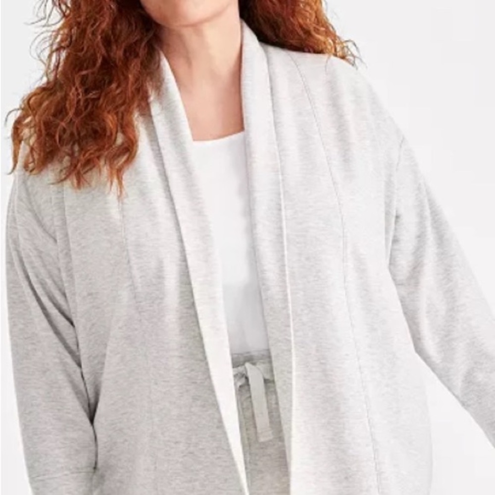 Style & Co. Gray Cardigan Fleece Sweatshirt Cardigan